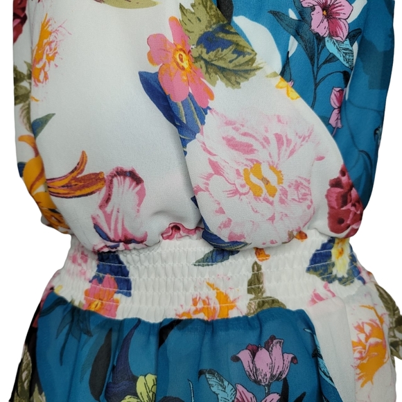 GUESS georgiana floral choker wrap peplum blouse - Picture 4 of 6